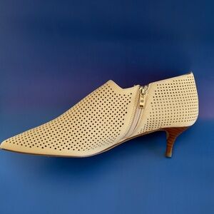 Franco Sarto Beige Perforated Heeled Boots
